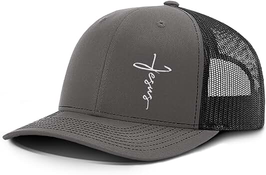 Jesus Cross Embroidered Trucker Hat - Adjustable Fit Cotton
